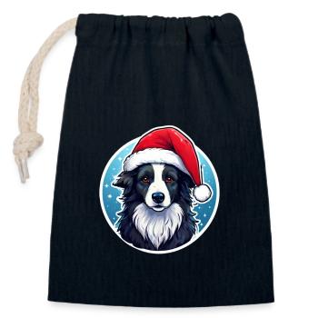 Christmas Dog - Closable cotton gift bag (14x20cm) - navy - Front
