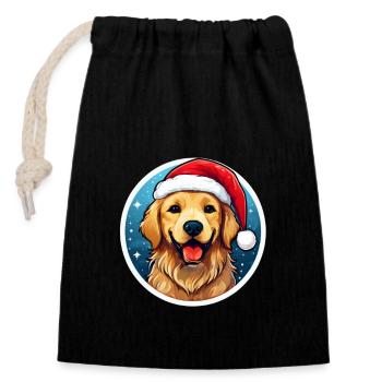 Golden retriever - Sac cadeau en coton avec cordon (14 x 20 cm) - noir - Devant