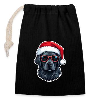 CHIEN - Sac cadeau en coton avec cordon (14 x 20 cm) - noir - Devant