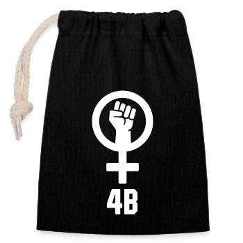 Féminisme Poing levé 4B Mouvement Femmes - Sac cadeau en coton avec cordon (14 x 20 cm) - noir - Devant