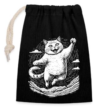 Chat pratiquant le karaté - Sac cadeau en coton avec cordon (14 x 20 cm) - noir - Devant