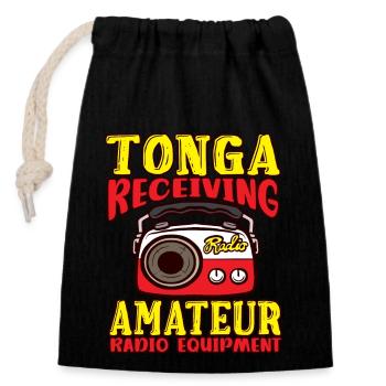 Amateur Radio Tonga Receiving Ham Radio - Closable cotton gift bag (14x20cm) - black - Front