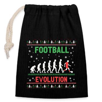 Evolution Fußball | Fußballspieler - Verschließbarer Geschenkbeutel aus Baumwolle (14x20cm) - Schwarz - Vorne