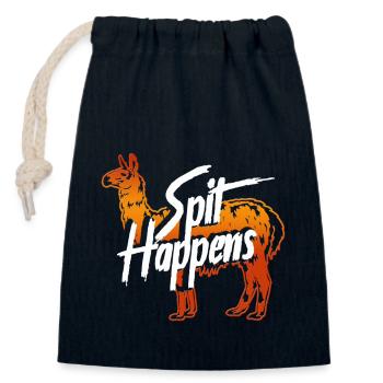 Llama Spit Happens - Closable cotton gift bag (14x20cm) - navy - Front