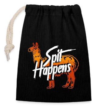Llama Spit Happens - Closable cotton gift bag (14x20cm) - black - Front