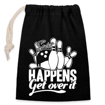 Bowling Split Happens - Closable cotton gift bag (14x20cm) - black - Front