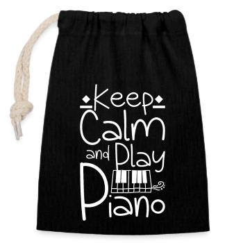 Restez calme et jouez du piano - Sac cadeau en coton avec cordon (14 x 20 cm) - noir - Devant