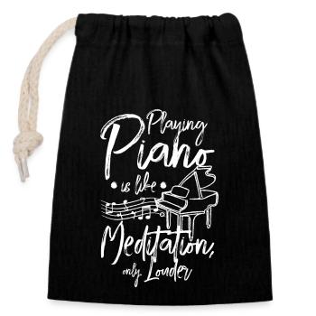 Jouer du piano, c’est comme de la méditation, mais en plus fort - Sac cadeau en coton avec cordon (14 x 20 cm) - noir - Devant