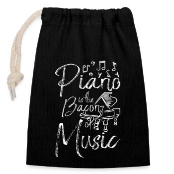 Le piano est le lard de la musique - Sac cadeau en coton avec cordon (14 x 20 cm) - noir - Devant
