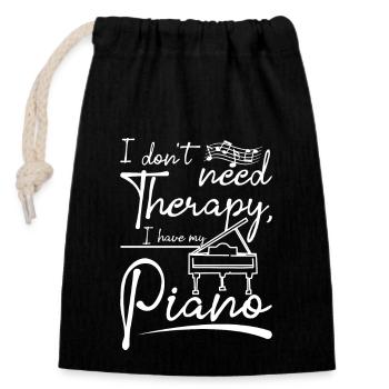Je n’ai pas besoin de thérapie, j’ai mon piano - Sac cadeau en coton avec cordon (14 x 20 cm) - noir - Devant