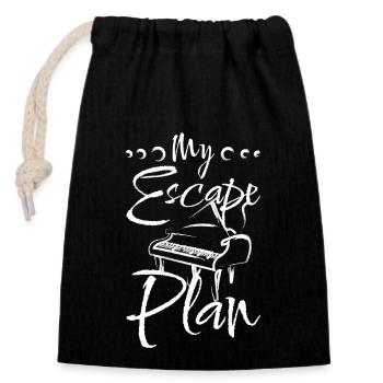 Jouer du piano est mon plan d’évasion - Sac cadeau en coton avec cordon (14 x 20 cm) - noir - Devant