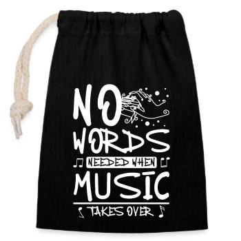 Piano : pas besoin de mots quand la musique prend le dessus - Sac cadeau en coton avec cordon (14 x 20 cm) - noir - Devant