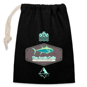 The Arctic Calls Reel in the Challenge - Closable cotton gift bag (14x20cm) - black - Front