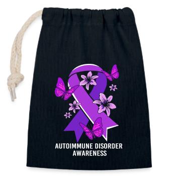 Maladie auto-immune - Sac cadeau en coton avec cordon (14 x 20 cm) - bleu marine - Devant