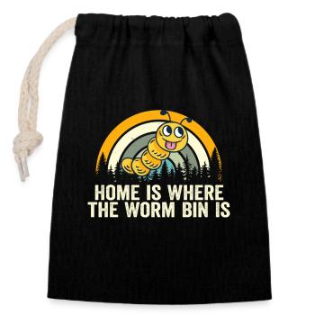 ver fermier vermicompost mignon hommes femmes - Sac cadeau en coton avec cordon (14 x 20 cm) - noir - Devant