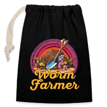 ver fermier vermicompost mignon hommes femmes - Sac cadeau en coton avec cordon (14 x 20 cm) - noir - Devant