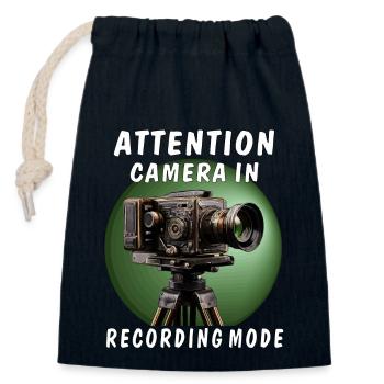ATTENTION CAMERA IN RECORDING MODE - Verschließbarer Geschenkbeutel aus Baumwolle (14x20cm) - Navy - Vorne