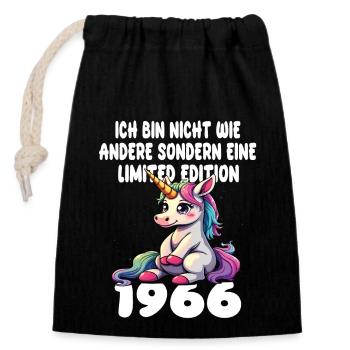Limited Edition 1966 Geburtstag 1966 Geboren - Verschließbarer Geschenkbeutel aus Baumwolle (14x20cm) - Schwarz - Vorne