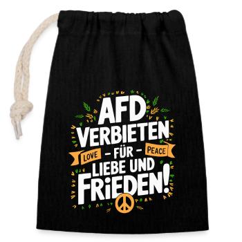 AfD verbieten Parteiverbot - Gegen Nazis - Verschließbarer Geschenkbeutel aus Baumwolle (14x20cm) - Schwarz - Vorne