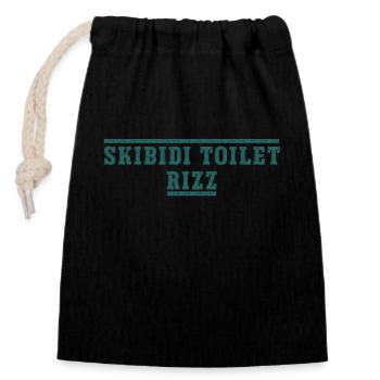 Skibidi Toilet Rizz - Déclaration humoristique pour - Sac cadeau en coton avec cordon (14 x 20 cm) - noir - Devant