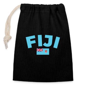 Fiji Fidschi Fidschianische Flagge Fidschianer - Verschließbarer Geschenkbeutel aus Baumwolle (14x20cm) - Schwarz - Vorne