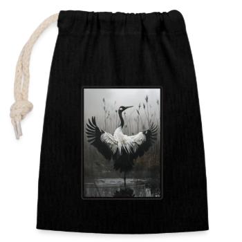 Cranes Crane - Closable cotton gift bag (14x20cm) - black - Front