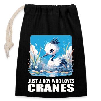 Cranes Crane - Closable cotton gift bag (14x20cm) - black - Front