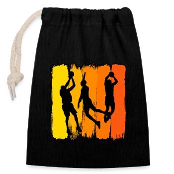 Baller Retro Sunset Paint Basketball - Closable cotton gift bag (14x20cm) - black - Front
