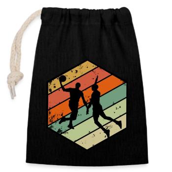 Sports Baller Retro Vintage Basketball - Closable cotton gift bag (14x20cm) - black - Front