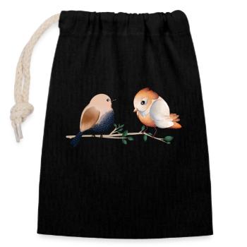 Niedliche Aquarellvögel Oiseaux mignons à l’aquarelle - Sac cadeau en coton avec cordon (14 x 20 cm) - noir - Devant