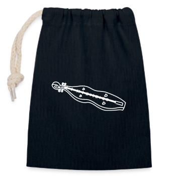 Dessin au trait Dulcimer - Sac cadeau en coton avec cordon (14 x 20 cm) - bleu marine - Devant