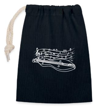 Dessin au trait Dulcimer - Sac cadeau en coton avec cordon (14 x 20 cm) - bleu marine - Devant