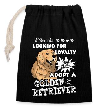 Adopt A Golden Retriever - Closable cotton gift bag (14x20cm) - black - Front