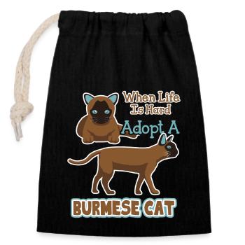 Adopt A Burmese Cat - Closable cotton gift bag (14x20cm) - black - Front