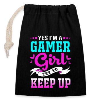 Gamer - Verschließbarer Geschenkbeutel aus Baumwolle (14x20cm) - Schwarz - Vorne