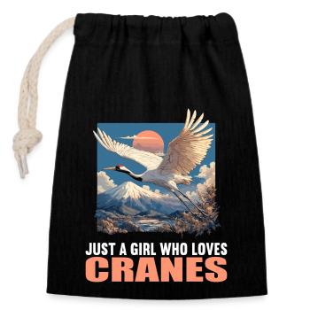 Cranes Crane - Closable cotton gift bag (14x20cm) - black - Front