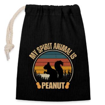 Mon animal spirituel est les amateurs de cacahuètes rétro - Sac cadeau en coton avec cordon (14 x 20 cm) - noir - Devant