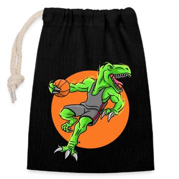 Sports Baller T-Rex Dinosaur Basketball - Closable cotton gift bag (14x20cm) - black - Front