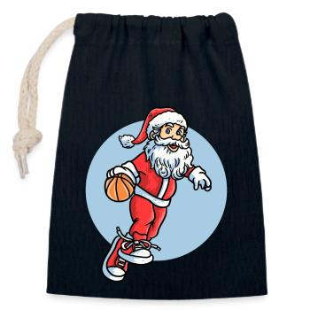 Baller Christmas Santa Claus Basketball - Closable cotton gift bag (14x20cm) - navy - Front