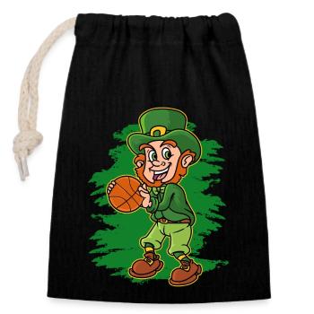 Basket Baller St. Patricks Day Basketball - Verschließbarer Geschenkbeutel aus Baumwolle (14x20cm) - Schwarz - Vorne