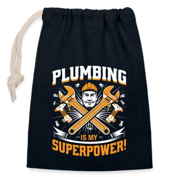 Plumbing is my superpower! - Closable cotton gift bag (14x20cm) - navy - Front