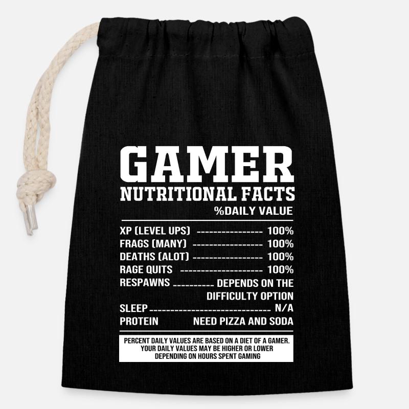 Gamer - Closable cotton gift bag (14x20cm) - black