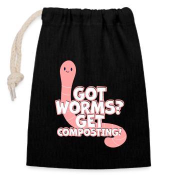 ver fermier vermicompost mignon hommes femmes - Sac cadeau en coton avec cordon (14 x 20 cm) - noir - Devant