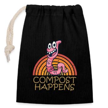 ver fermier vermicompost mignon hommes femmes - Sac cadeau en coton avec cordon (14 x 20 cm) - noir - Devant