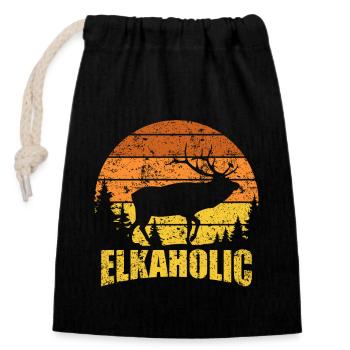 Chasse à l’élan Elkaholic Hunters - Sac cadeau en coton avec cordon (14 x 20 cm) - noir - Devant