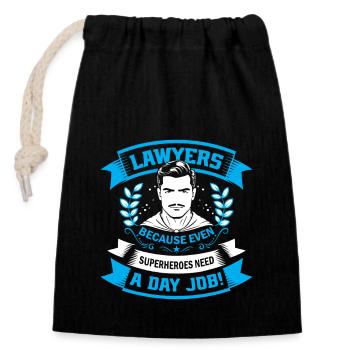 Avocats : Parce que même les super-héros ont besoin d’un travail de jour ! - Sac cadeau en coton avec cordon (14 x 20 cm) - noir - Devant