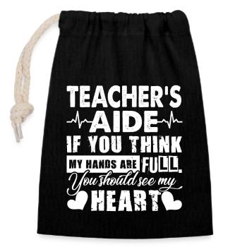 Teacher Aide Teacher Aide Full Heart - Closable cotton gift bag (14x20cm) - black - Front