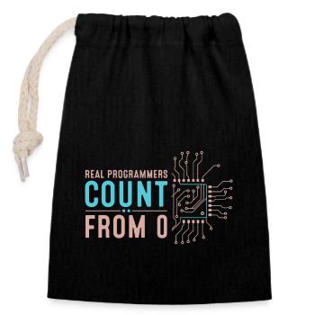 Les vrais programmeurs comptent à partir de 0 - Sac cadeau en coton avec cordon (14 x 20 cm) - noir - Devant