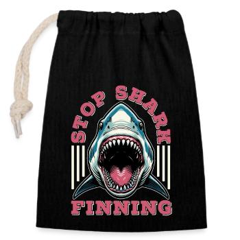 Shark Enthusiast Stop Shark Finning Marine Biology - Closable cotton gift bag (14x20cm) - black - Front