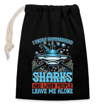 Shark Enthusiast I Enjoy Sea Creatures Freediving - Verschließbarer Geschenkbeutel aus Baumwolle (14x20cm) - Schwarz - Vorne